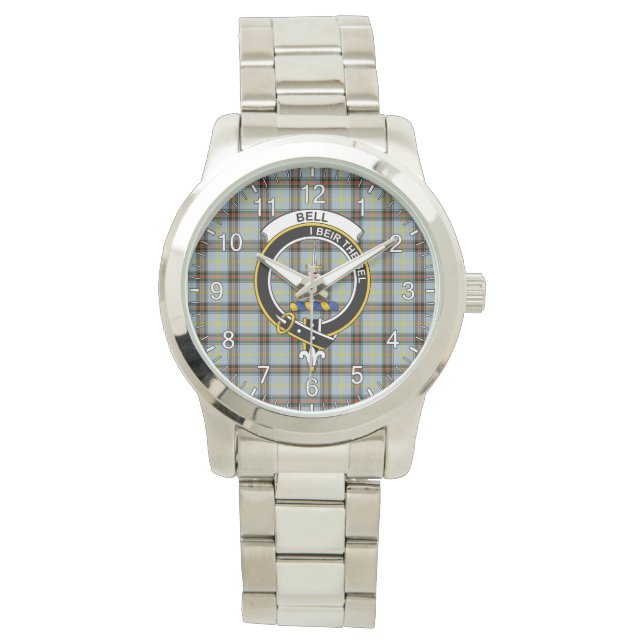 Classic Timeless Clan Bell Tartan Badge Plaid Gift Watch (Front)