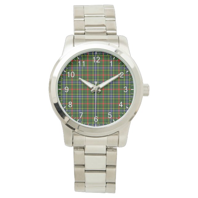 Classic Timeless Clan Bisset Tartan Plaid Gift Watch (Front)