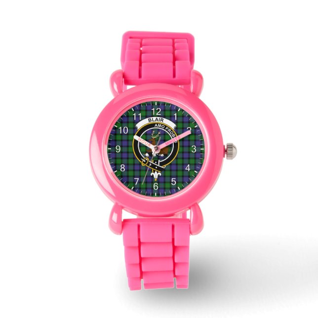 Classic Timeless Clan Blair Modern Tartan Badge Watch (Front)