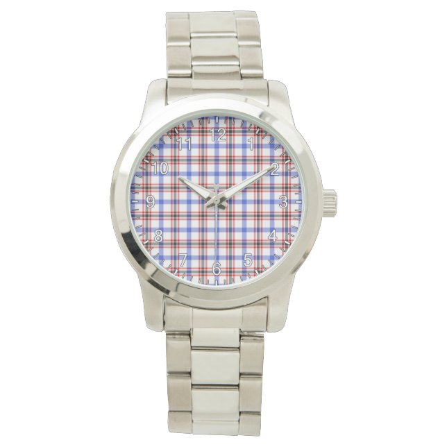 Classic Timeless Clan Boswell Modern Tartan Plaid  Watch (Front)