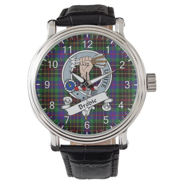 Classic Timeless Clan Brodie Hunting Tartan Badge  Watch (Front)