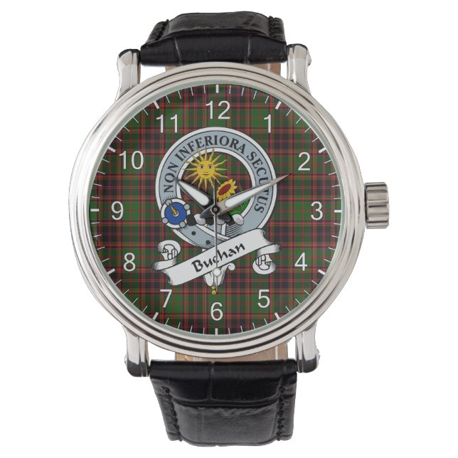 Classic Timeless Clan Buchan Badge Tartan Plaid Watch (Front)