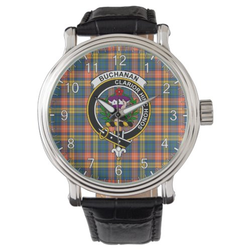Classic Timeless Clan Buchanan Tartan Badge Plaid  Watch