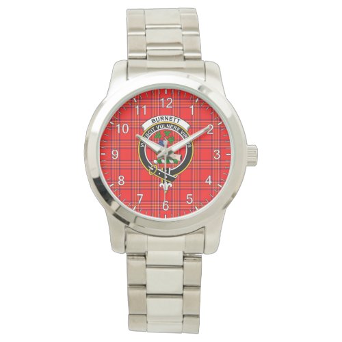 Classic Timeless Clan Burnett Modern Tartan Badge  Watch