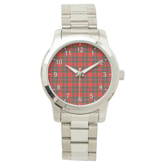 Classic Timeless Clan Butter Tartan Plaid Gift Watch (Front)