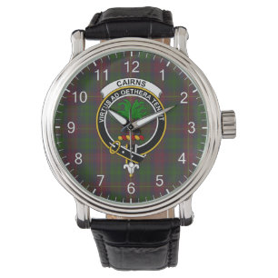 Classic Timeless Clan Cairns Hunting Tartan Badge  Watch