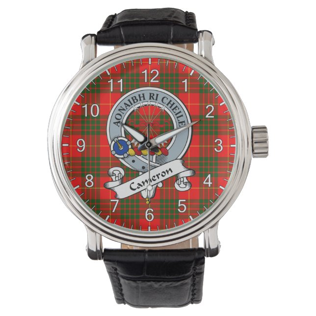 Classic Timeless Clan Cameron Modern Badge Tartan  Watch (Front)