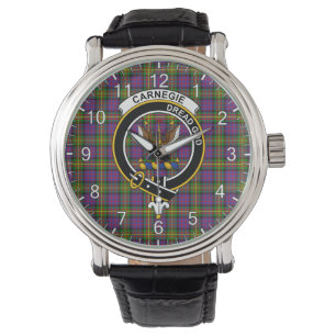 Classic Timeless Clan Carnegie Tartan Badge Plaid Watch