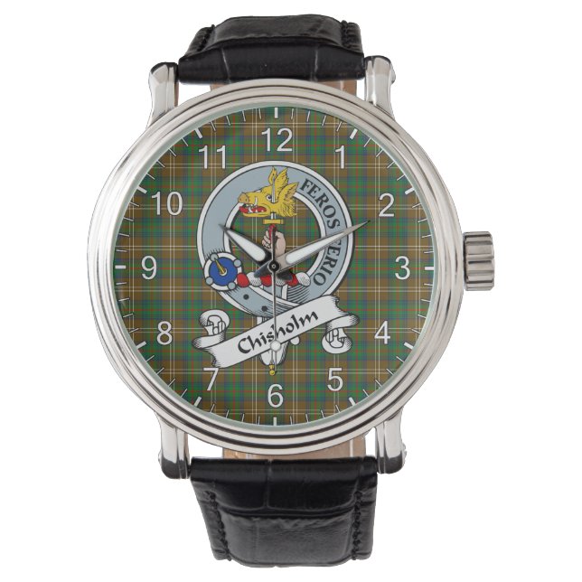 Classic Timeless Clan Chisholm Hunting Badge Tarta Watch (Front)
