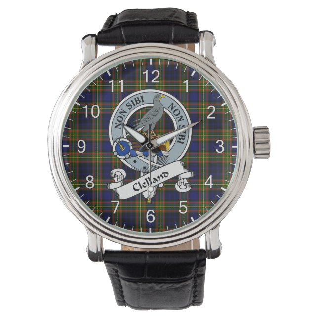 Classic Timeless Clan Clelland Badge Tartan Watch (Front)