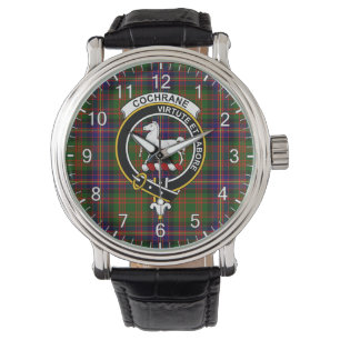 Classic Timeless Clan Cochrane Tartan Badge Plaid  Watch