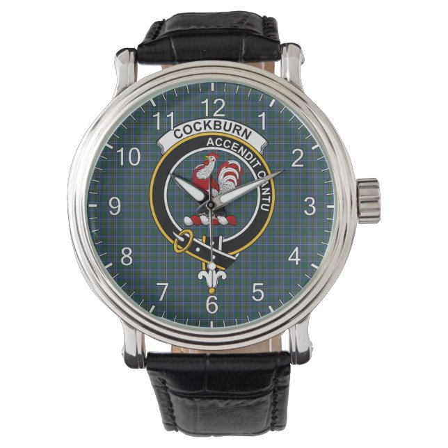 Classic Timeless Clan Cockburn Modern Tartan Badge Watch (Front)