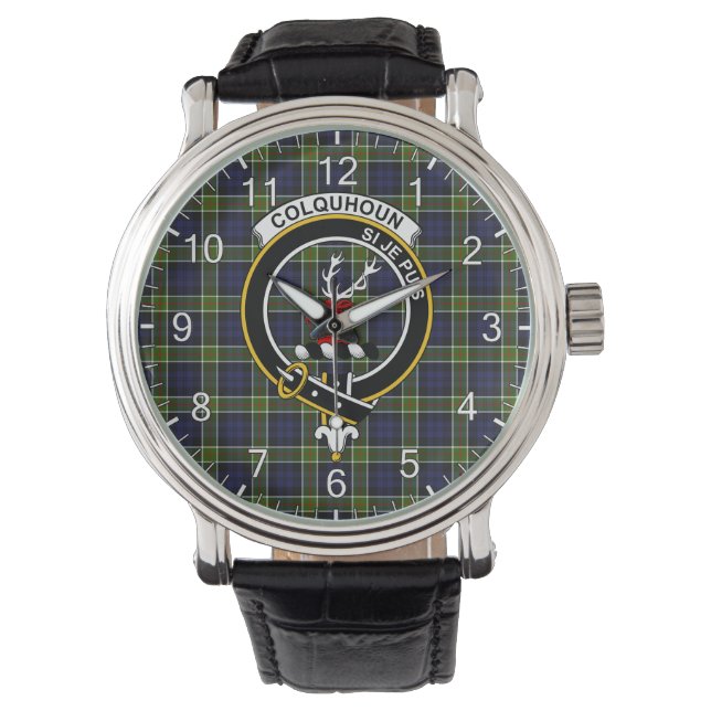 Classic Timeless Clan Colquhoun Modern Tartan Badg Watch (Front)