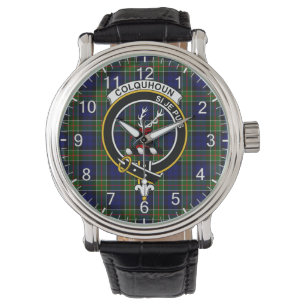 Classic Timeless Clan Colquhoun Tartan Badge Plaid Watch
