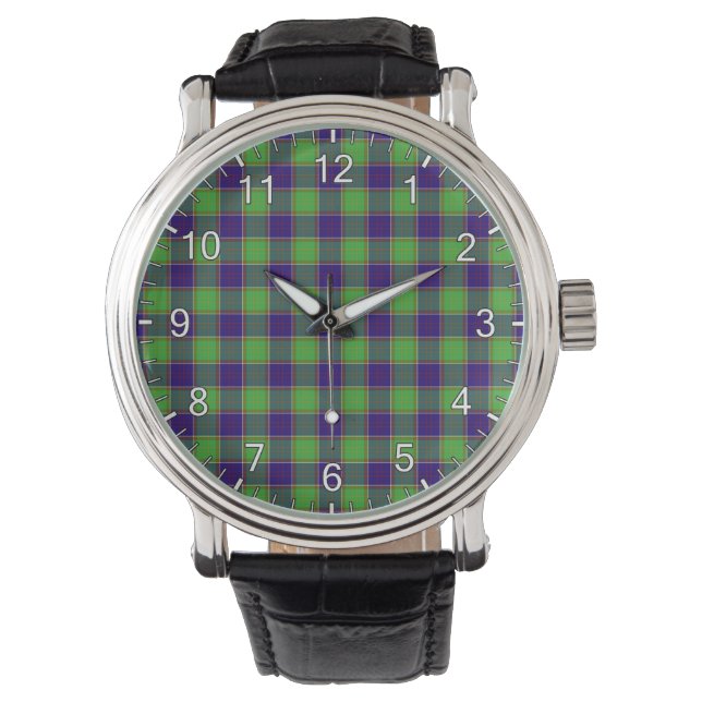 Classic Timeless Clan Colville Tartan Plaid Gift Watch (Front)