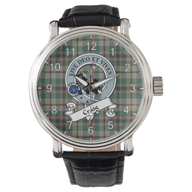 Classic Timeless Clan Craig Ancient Badge Tartan Watch (Front)