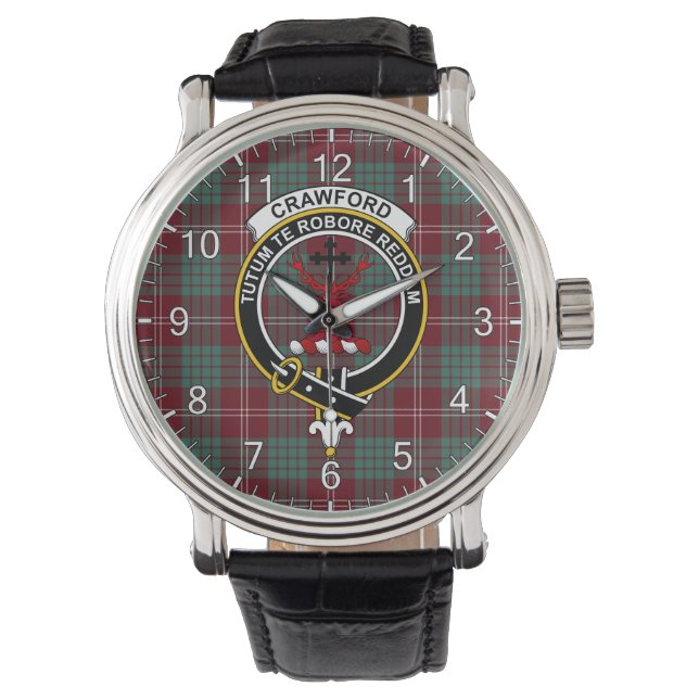 Classic Timeless Clan Crawford Badge Tartan Watch (Front)