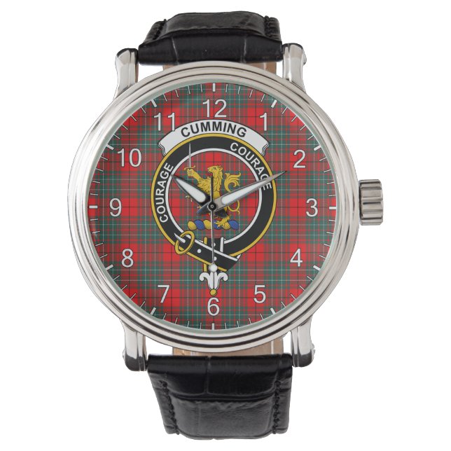 Classic Timeless Clan Cumming Tartan Badge Plaid W Watch (Front)