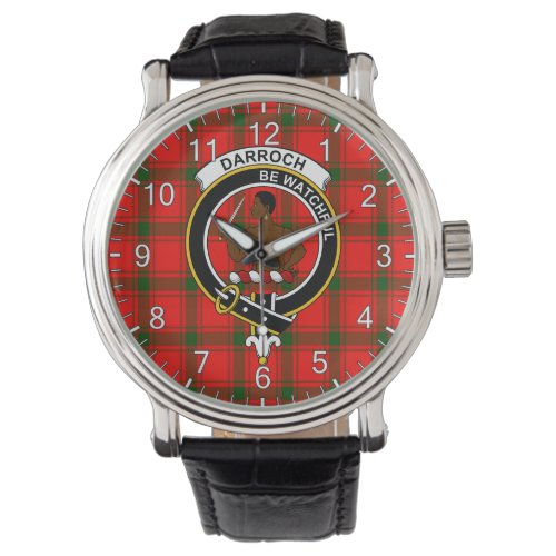 Classic Timeless Clan Darroch Tartan Badge Plaid  Watch