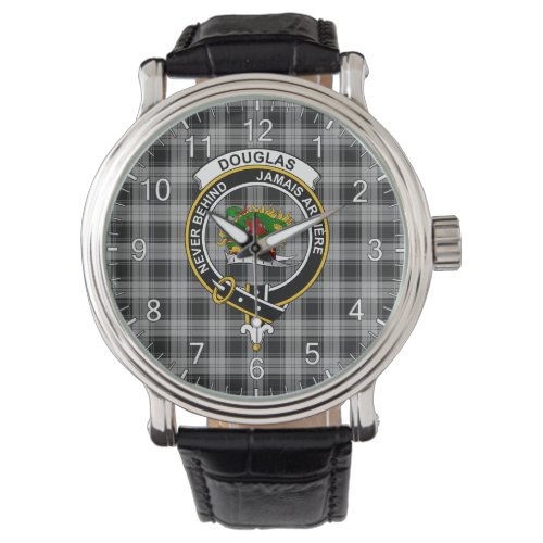 Classic Timeless Clan Douglas Grey Tartan Badge Watch