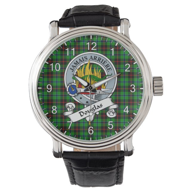 Classic Timeless Clan Douglas Hunting Badge Tartan Watch (Front)