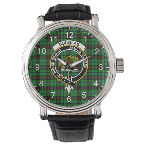 Classic Timeless Clan Douglas Hunting Tartan Badge Watch