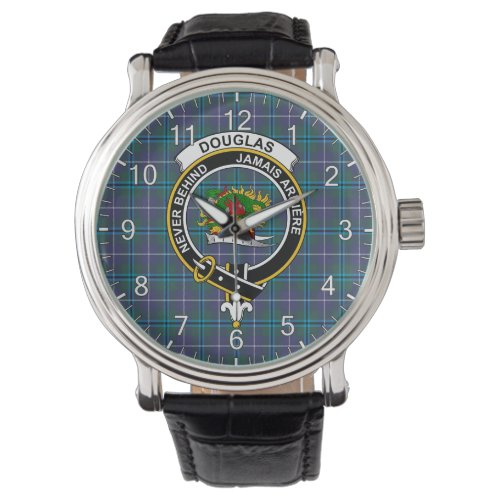 Classic Timeless Clan Douglas Tartan Badge Plaid Watch