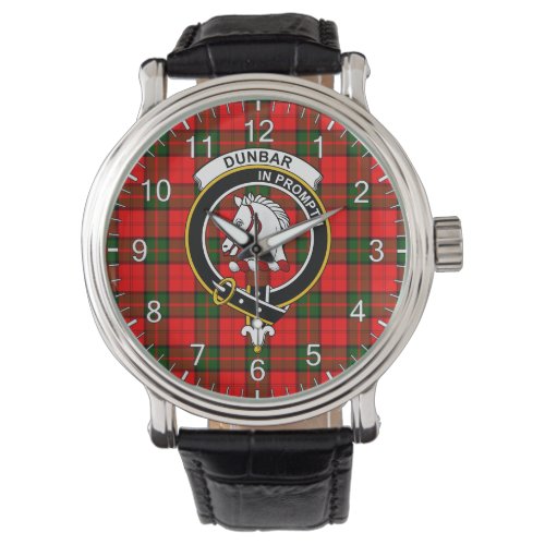 Classic Timeless Clan Dunbar Modern Tartan Badge Watch