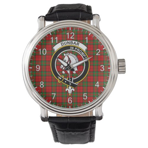 Classic Timeless Clan Dunbar Tartan Badge Plaid Watch