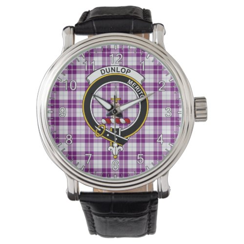 Classic Timeless Clan Dunlop Dress Tartan Badge Watch