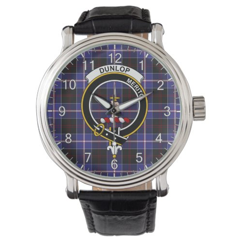 Classic Timeless Clan Dunlop Modern Tartan Badge Watch