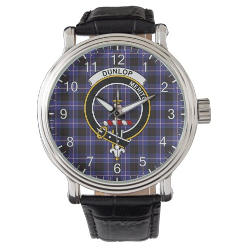 Classic Timeless Clan Dunlop Tartan Badge Plaid Watch
