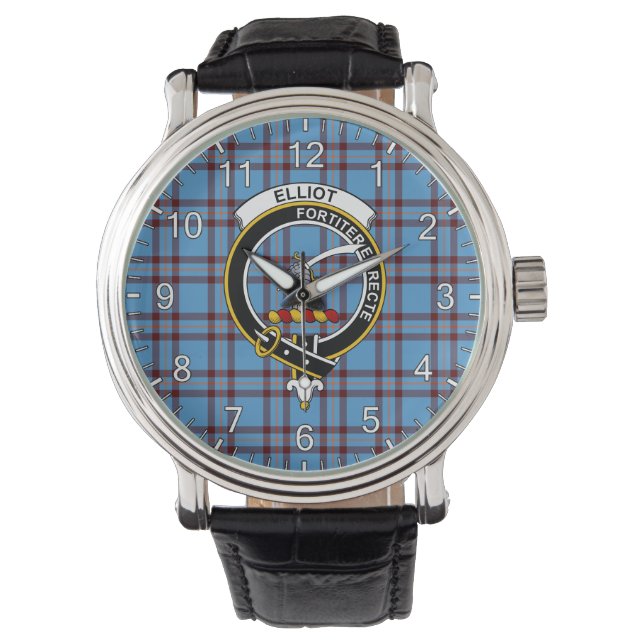 Classic Timeless Clan Elliot Ancient Tartan Badge  Watch (Front)