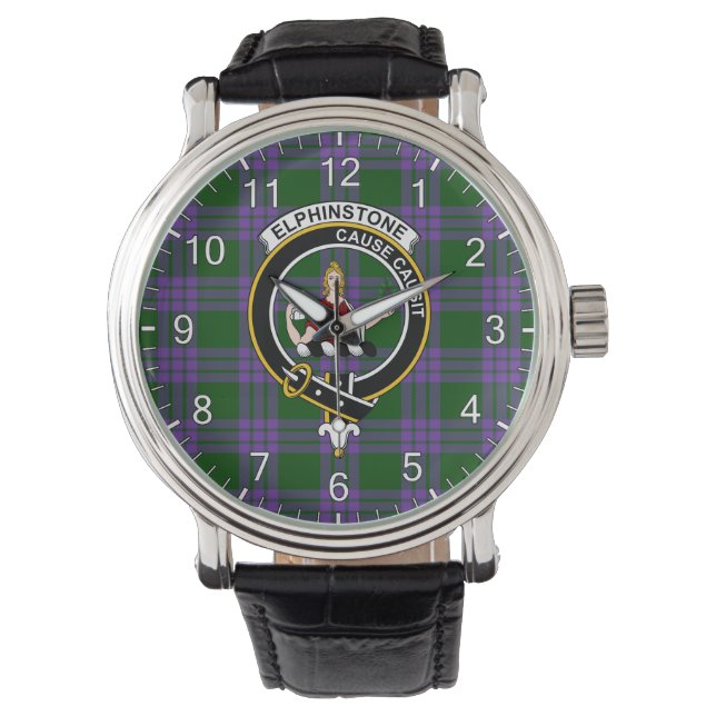 Classic Timeless Clan Elphinstone Tartan Badge Pla Watch (Front)