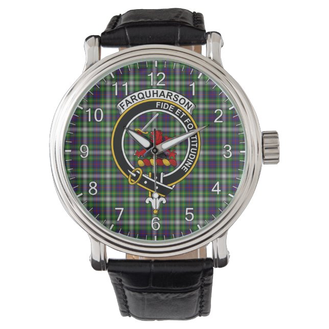 Classic Timeless Clan Farquharson Tartan Badge Watch (Front)