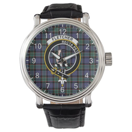 Classic Timeless Clan Fletcher Modern Tartan Badge Watch