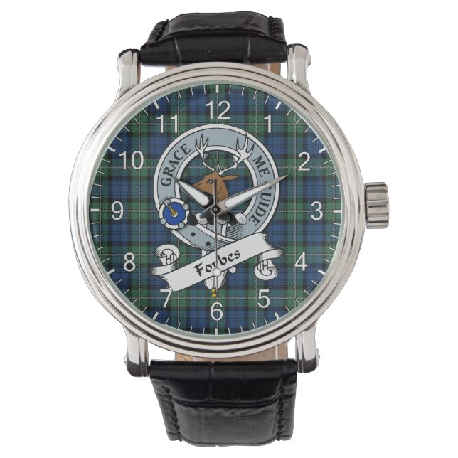 Classic Timeless Clan Forbes Ancient Badge Tartan  Watch (Front)