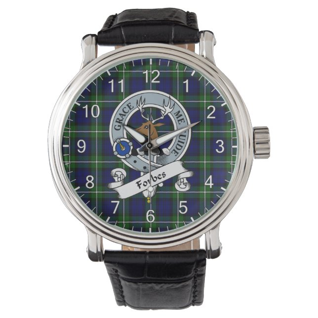 Classic Timeless Clan Forbes Badge Tartan Watch (Front)