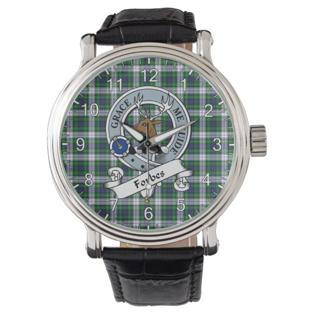 Classic Timeless Clan Forbes Dress Badge Tartan Watch (Front)