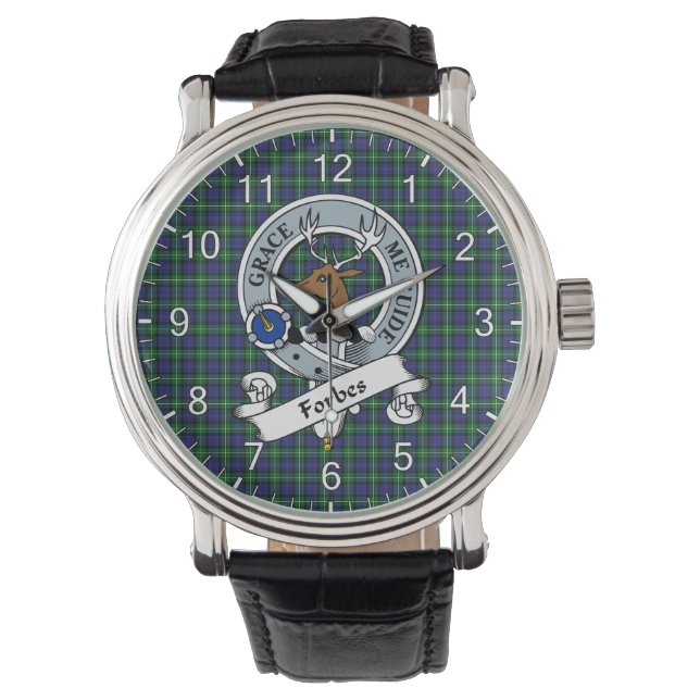 Classic Timeless Clan Forbes Modern Badge Tartan Watch (Front)