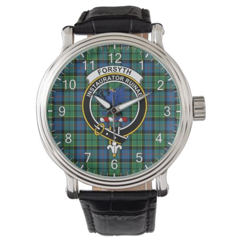 Classic Timeless Clan Forsyth Ancient Tartan Badge Watch