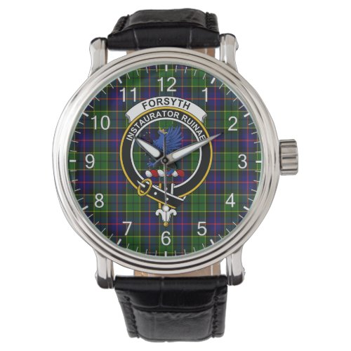 Classic Timeless Clan Forsyth Tartan Badge Plaid Watch