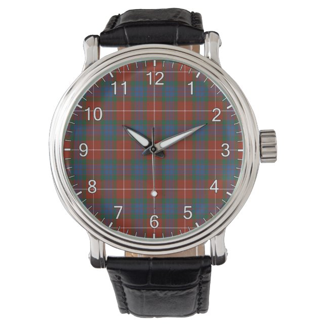 Classic Timeless Clan Fraser Ancient Tartan Plaid  Watch (Front)