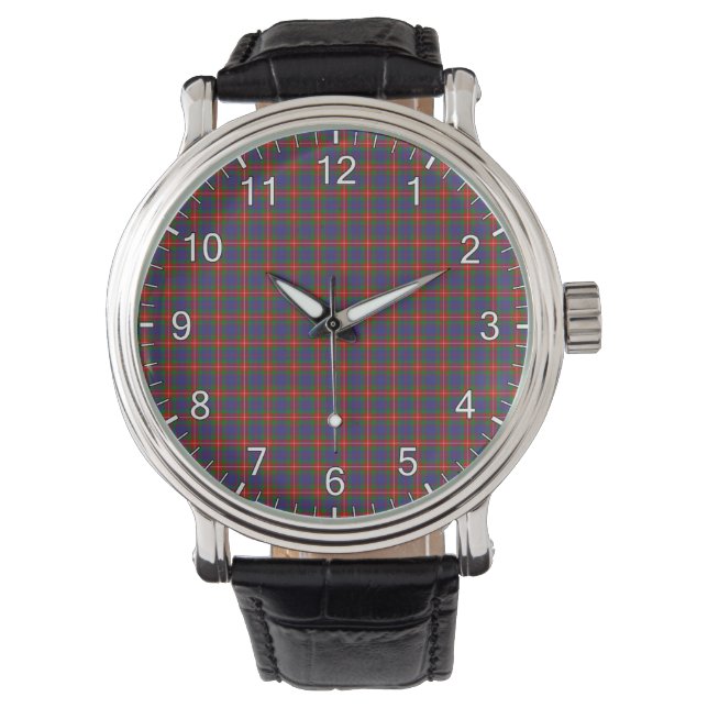 Classic Timeless Clan Fraser of Lovat Tartan Plaid Watch (Front)