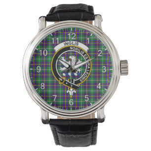 Classic Timeless Clan Inglis Modern Tartan Badge Watch