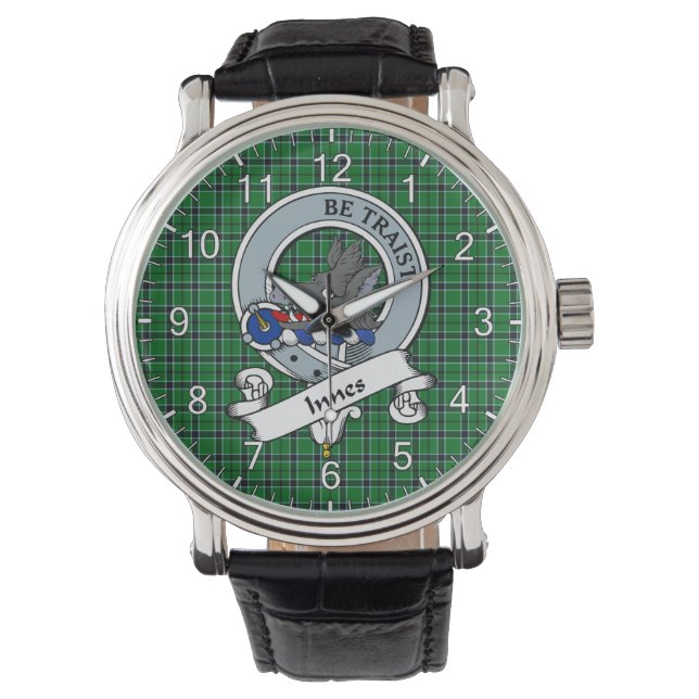Classic Timeless Clan Innes Hunting Badge Tartan Watch (Front)