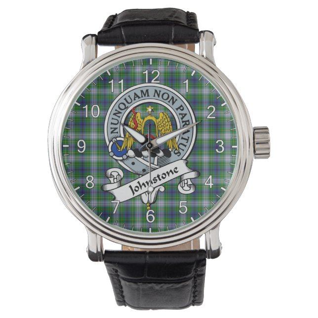 Classic Timeless Clan Johnston Dress Badge Tartan  Watch (Front)