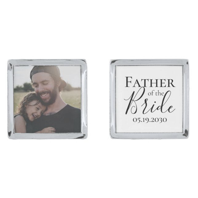 Classic Timeless Father of the Bride Custom Photo Cufflinks (Front)