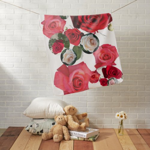 Classic timeless floral redcreamdusty pink roses baby blanket