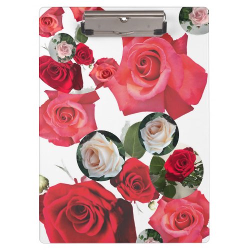 Classic timeless floral redcreamdusty pink roses clipboard